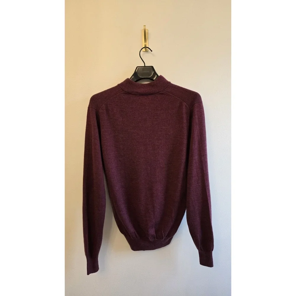 Peter Millar Men's Burgundy Merino Wool Quarter Zip Sweater Medium Golf‎